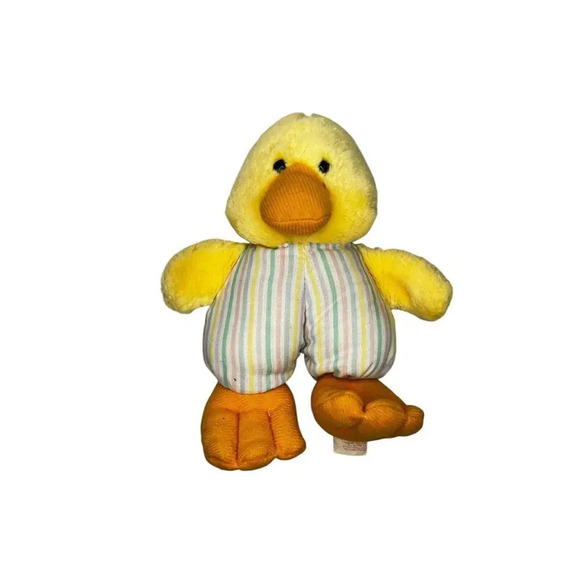 80s Vintage Dakin 1989 Duck Plush Toy – Striped Pants, Soft Yellow Duckling - Picture 1 of 6